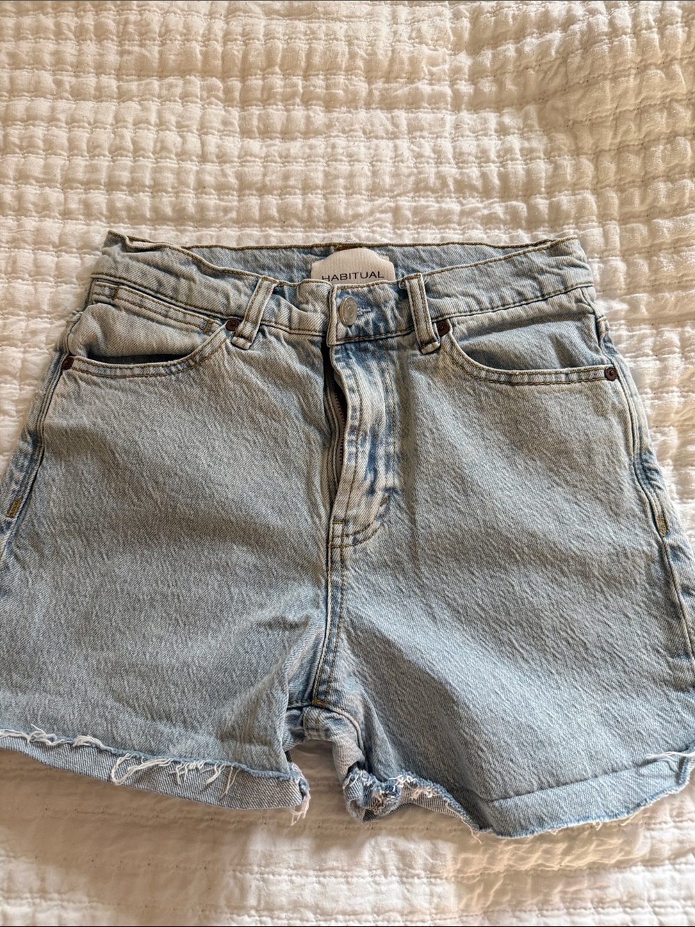 Habitual Light Wash Denim High-Rise Frayed Hem Shorts